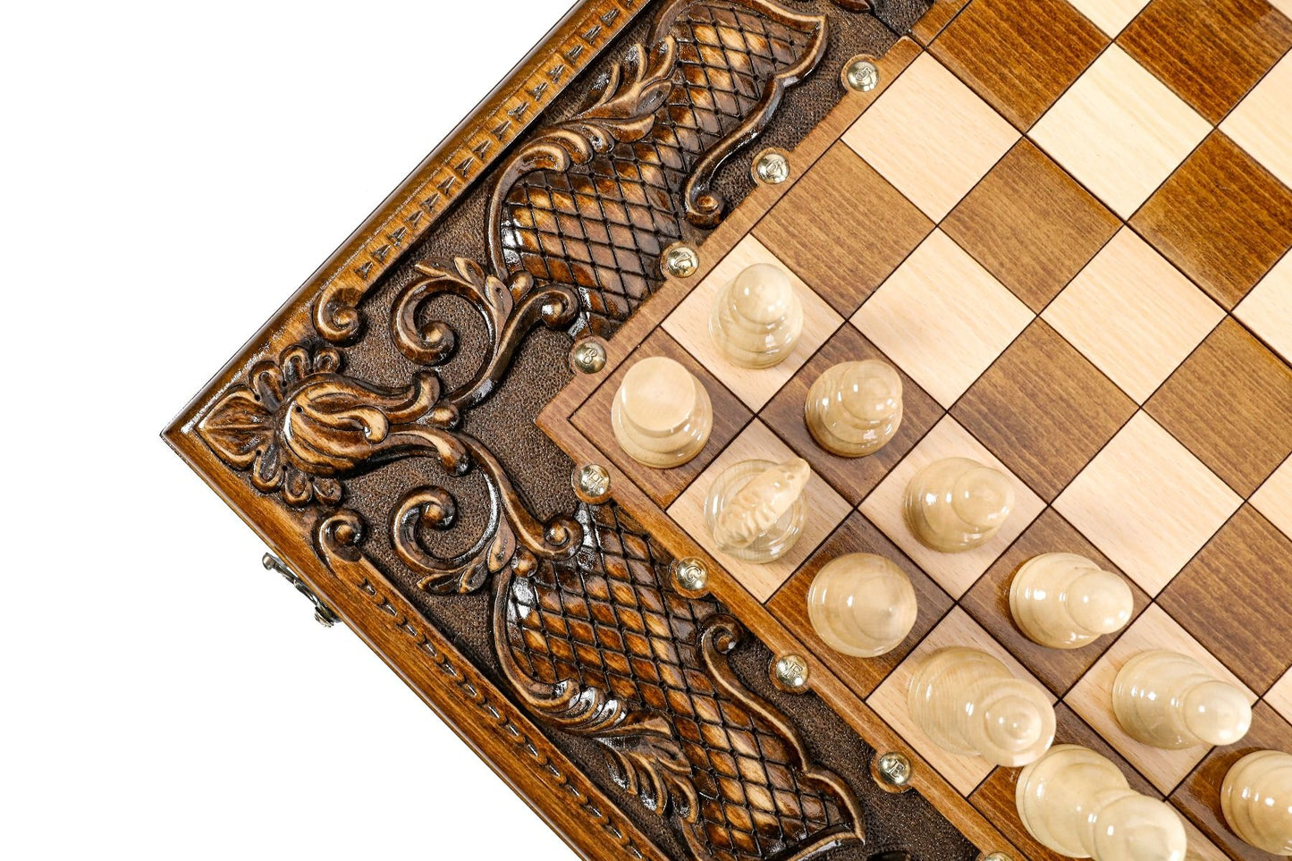 Ornamental bas-relief chess-backgammon classic