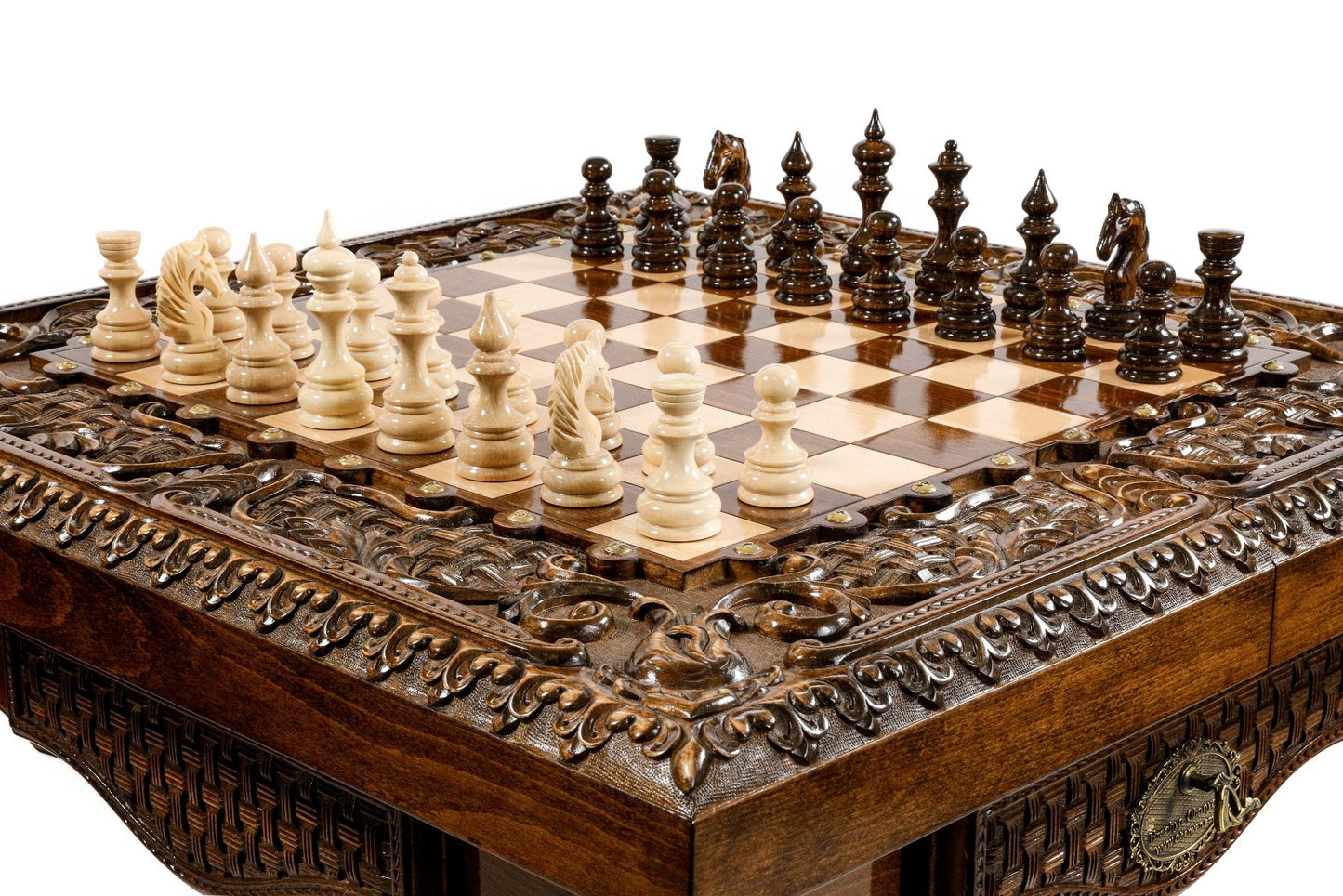 Chess-backgammon Table with copyrighted contour outline - Unumperfectus