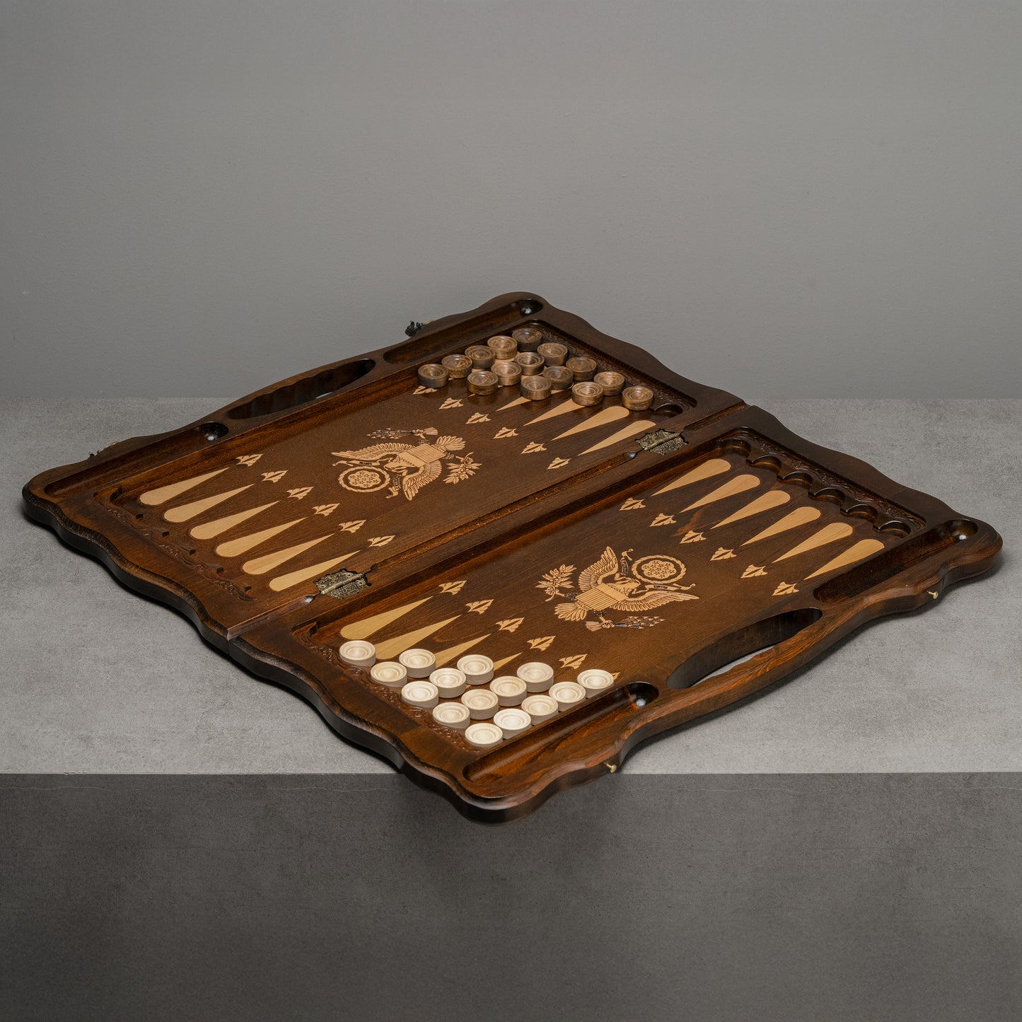 Premium Wooden Backgammon Set with American Heritage Artwork