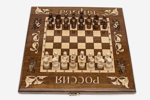 Russian Emblem Beech Chess Set