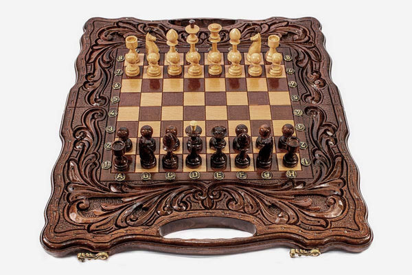 Standard Classic Beech Chess and Backgammon Set IV