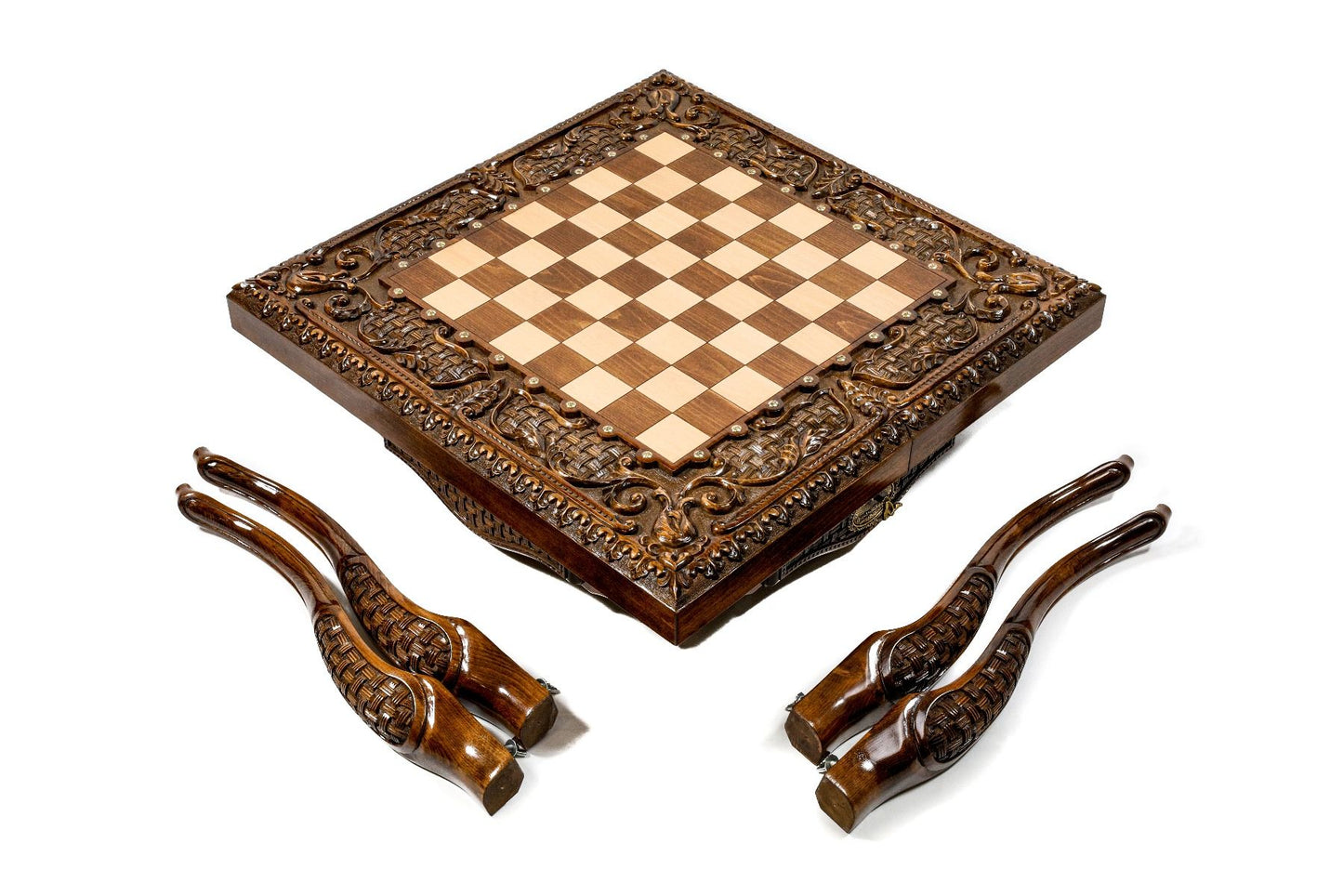 Chess-backgammon Table with copyrighted contour outline - Unumperfectus