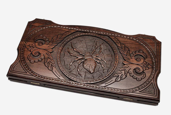 Backgammon Set Spider - handmade wooden backgammon board