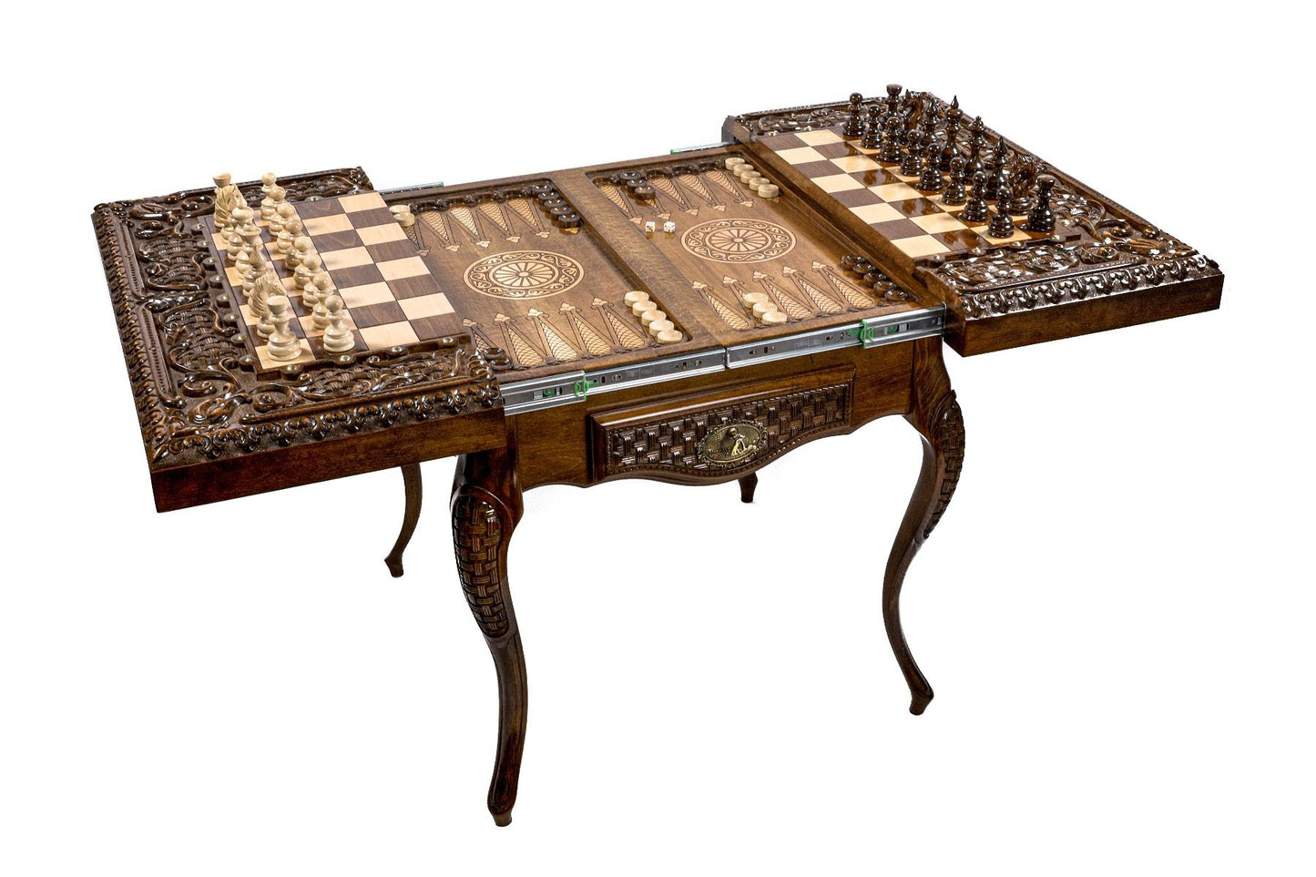 Chess-backgammon Table with copyrighted contour outline - Unumperfectus
