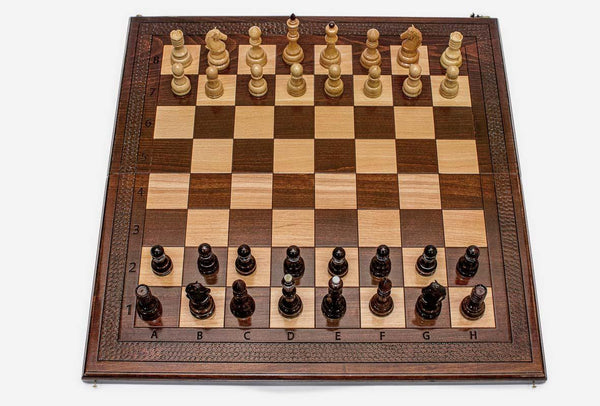 Classic Beech Chess Set with Bronze Pieces