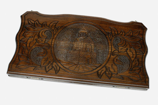 Armenian Backgammon Set - Noravank Monastery - handmade wooden backgammon board