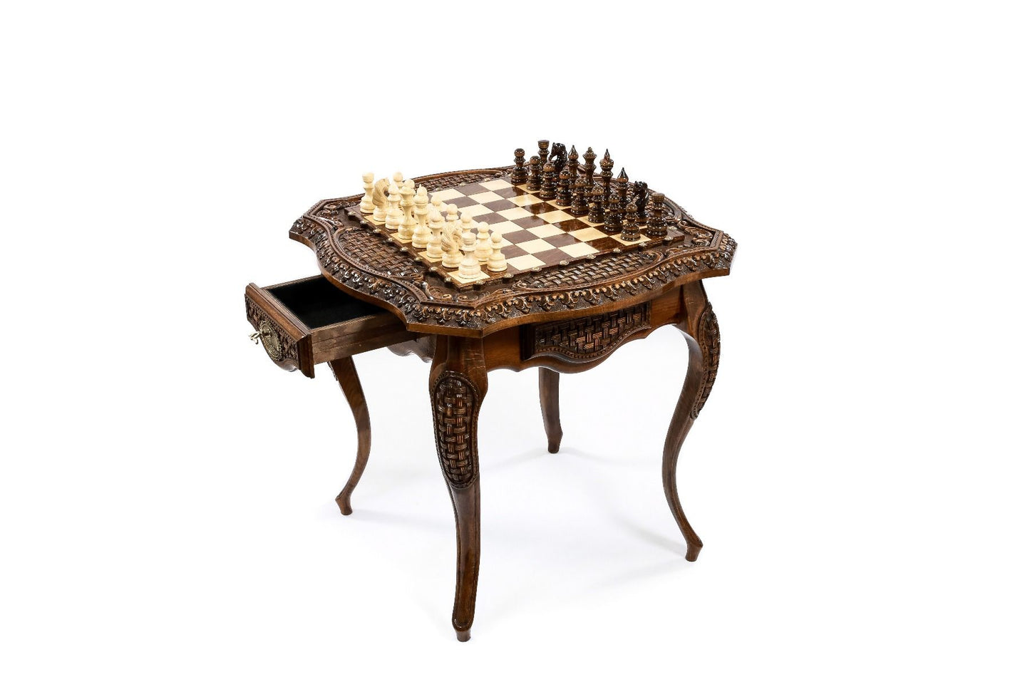 Chess Table Carved Luxurious