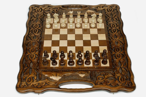 Grand Mount Ararat Beech Chess and Backgammon Set