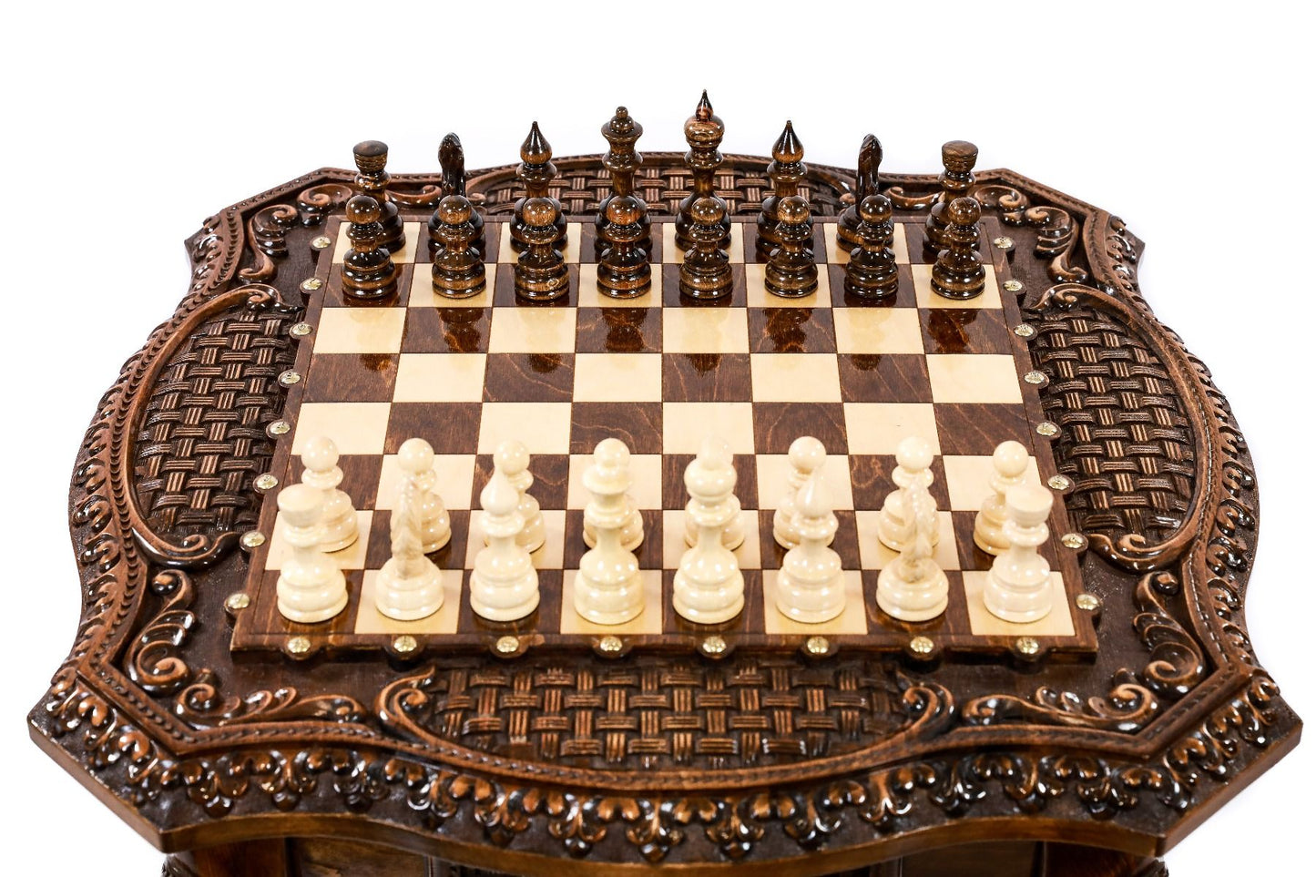 Chess Table Carved Luxurious