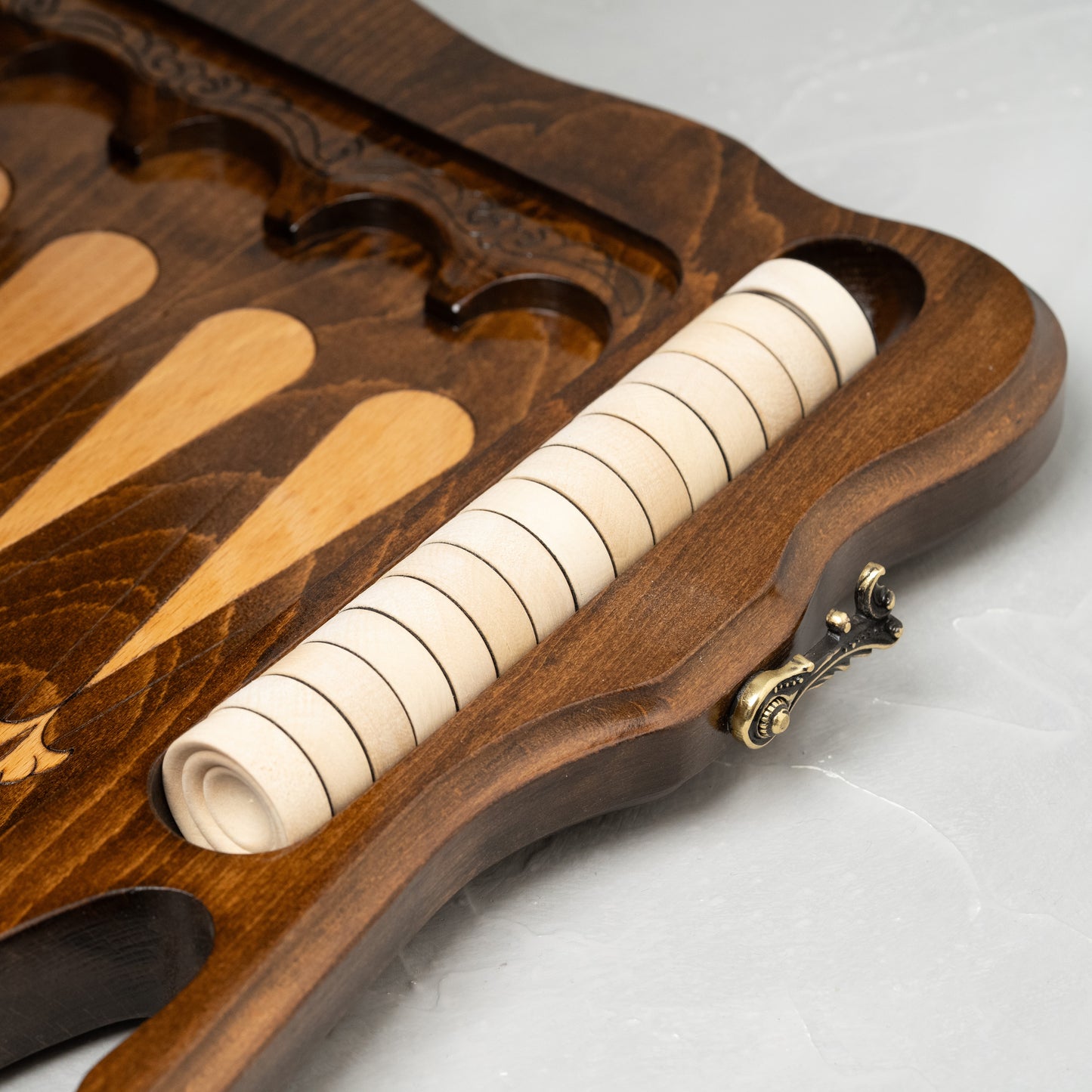 Luxury Backgammon Set – Pomegranate Design with Bronze Details - Unumperfectus