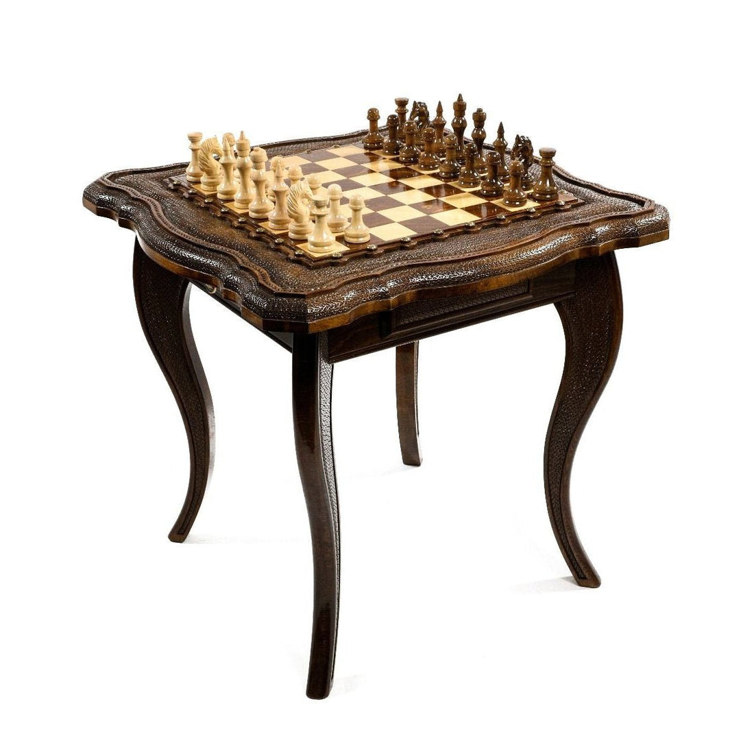Hand-carved wooden chess table by master Hrachya Ohanyan