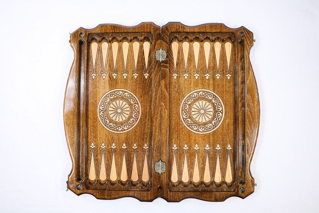 Ornamental braid pattern Backgammon with copyrighted contour outline - Unumperfectus