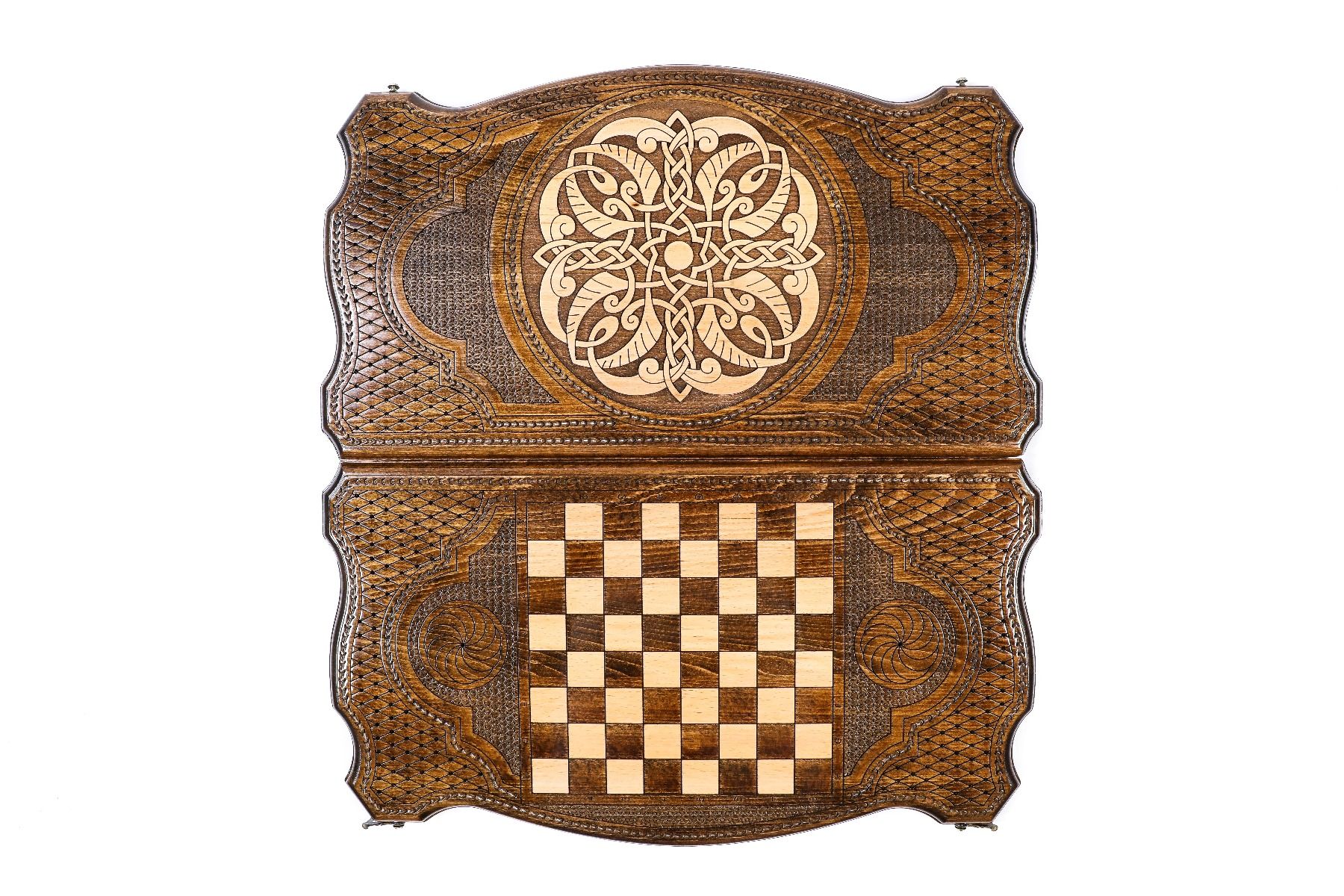 Ornamental braid pattern Backgammon with copyrighted contour outline - Unumperfectus