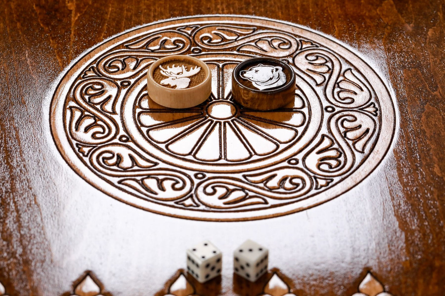 Bear & Deer Two-Sided Backgammon Set - Mountain Contour Design
