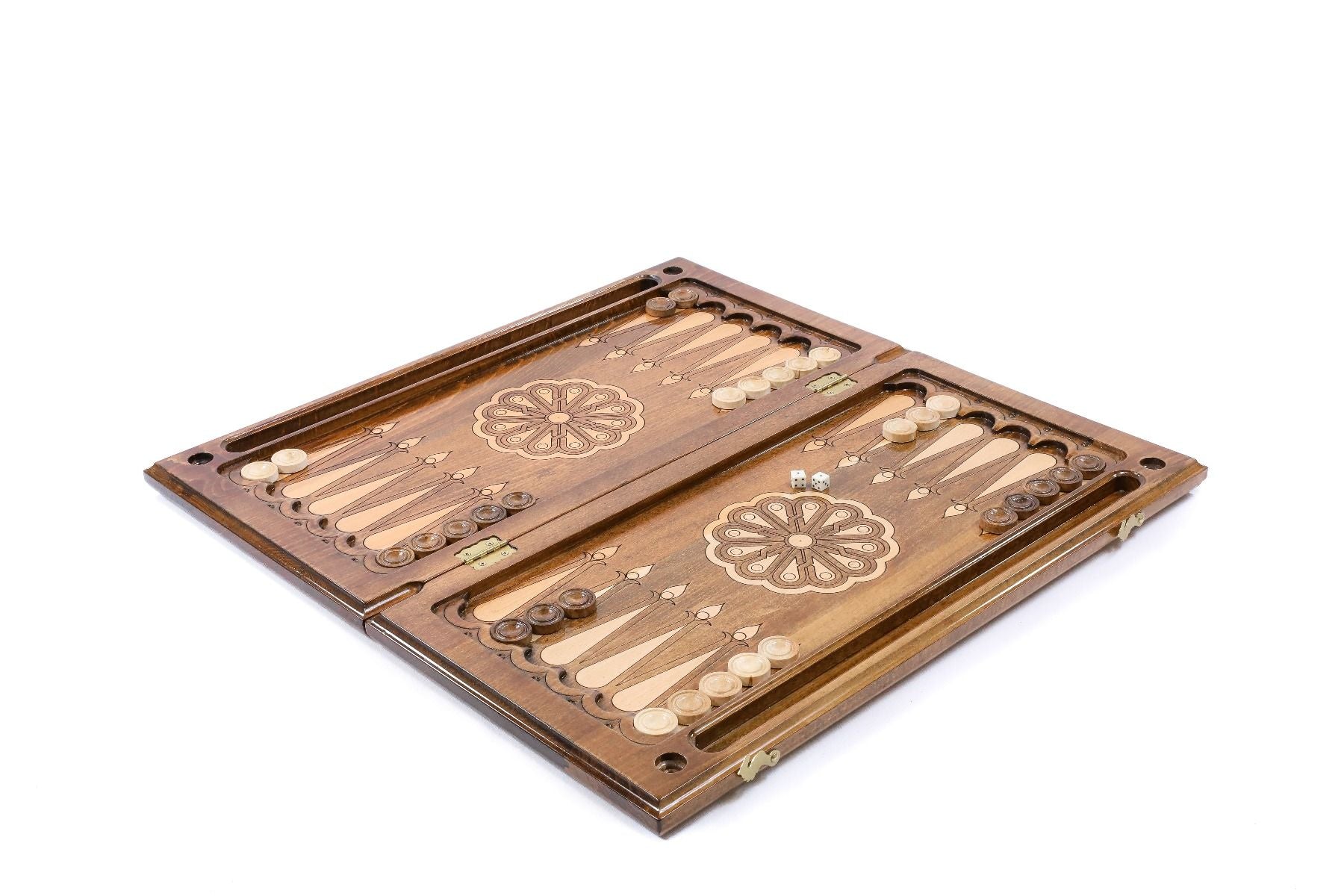 Handcrafted backgammon set with carved eagle motif detailing