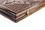 Carved Classic Eagle backgammon board - open board ready for play