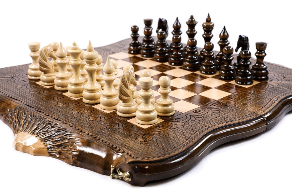 Premium luxury chess set with Armenian Mount Ararat artistic outline