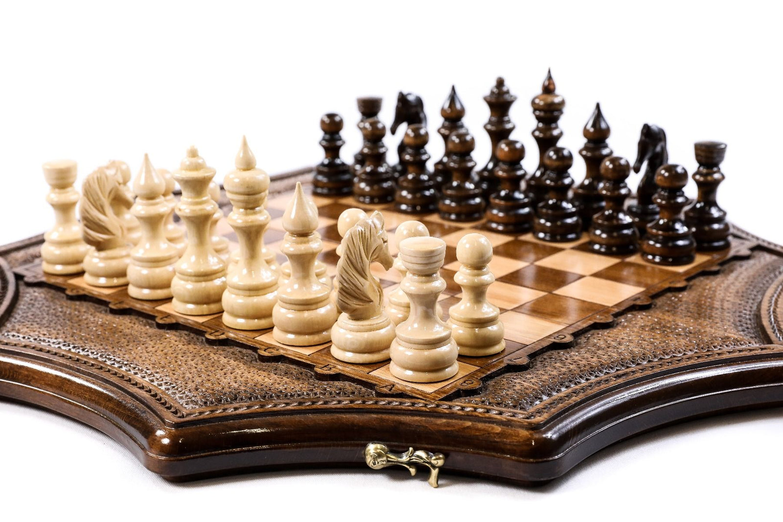 Handcrafted Armenian chess board geometric star pattern style