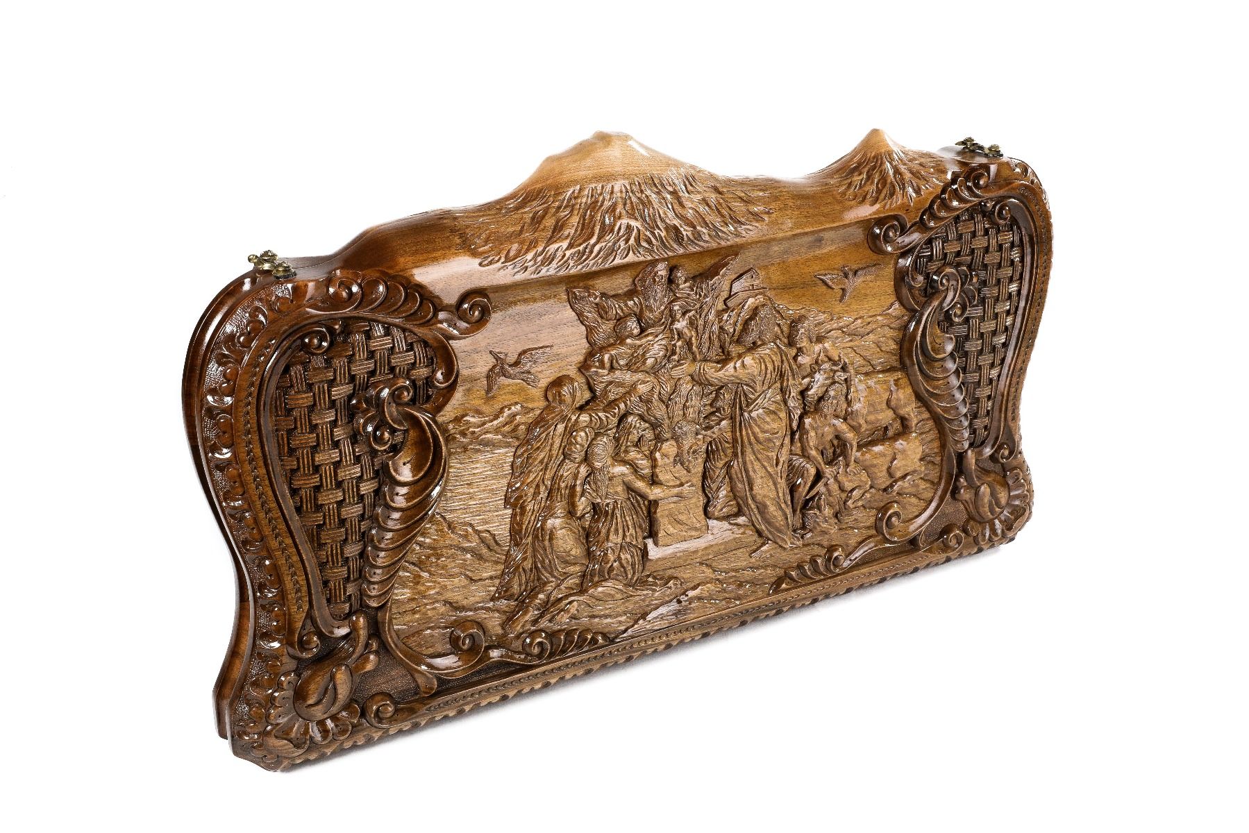 Wooden Backgammon Set Handmade Unique Mount Ararat & Noah's Ark - Unumperfectus