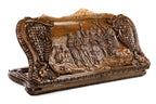 Mount Ararat and Noah's Ark walnut backgammon set — hand-carved Ararat contour detail (photo 11)