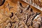 Mount Ararat and Noah's Ark walnut backgammon set — Noah's Ark emerging on Mount Ararat, hand-carved scene (photo 26)