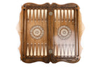 Mount Ararat and Noah's Ark walnut backgammon set — open playing field with points (photo 38)