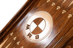 BMW Motorsport backgammon board - detail of the wood grain and finish