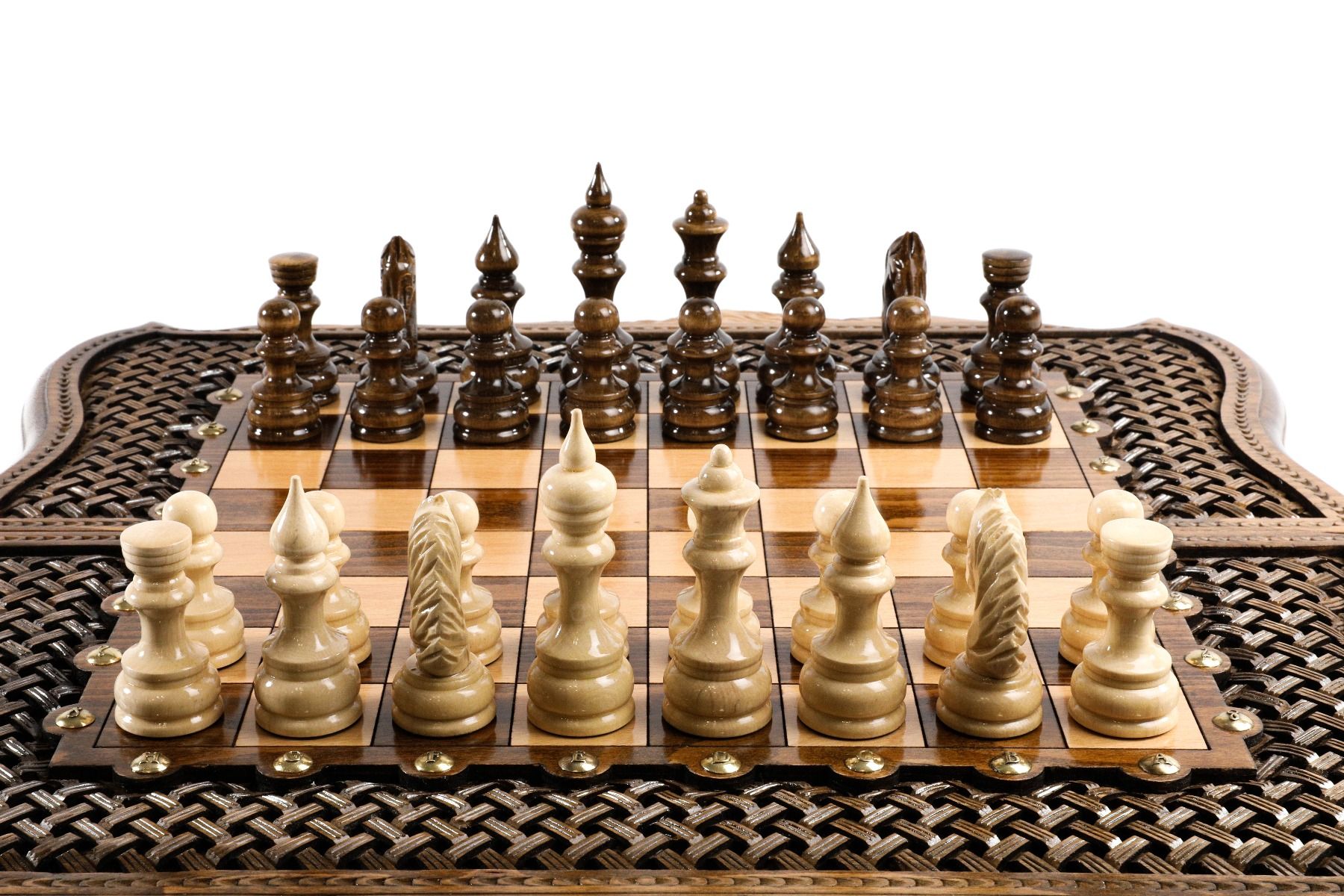 Premium luxury chess board with Armenian braid artwork and Ararat outline