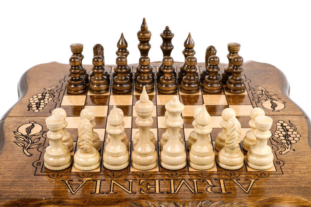 Wooden Chess Set & Backgammon With Mount Ararat 30 cm | 11.8" - Unumperfectus
