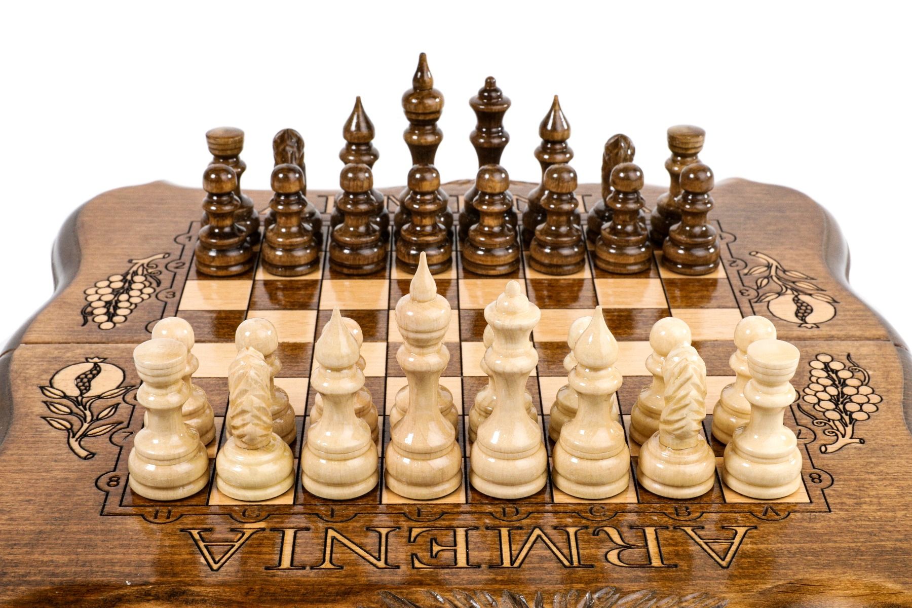 Wooden Chess Set & Backgammon With Mount Ararat 30 cm | 11.8" - Unumperfectus