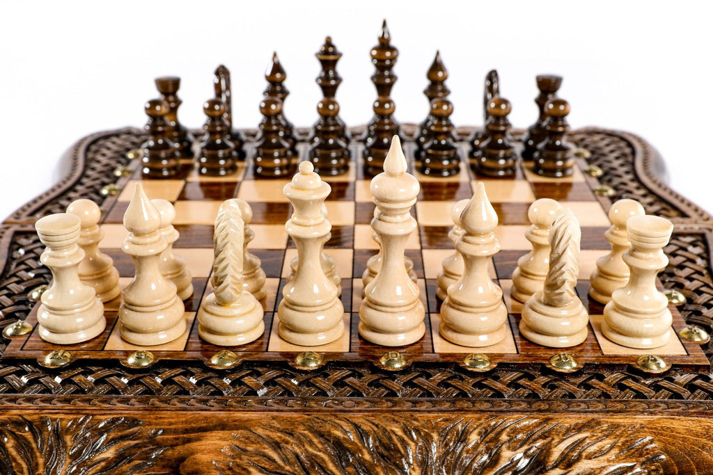 Chess & Backgammon Set — Braid Pattern with Mount Ararat Outline 40 cm | 15.6" - Unumperfectus
