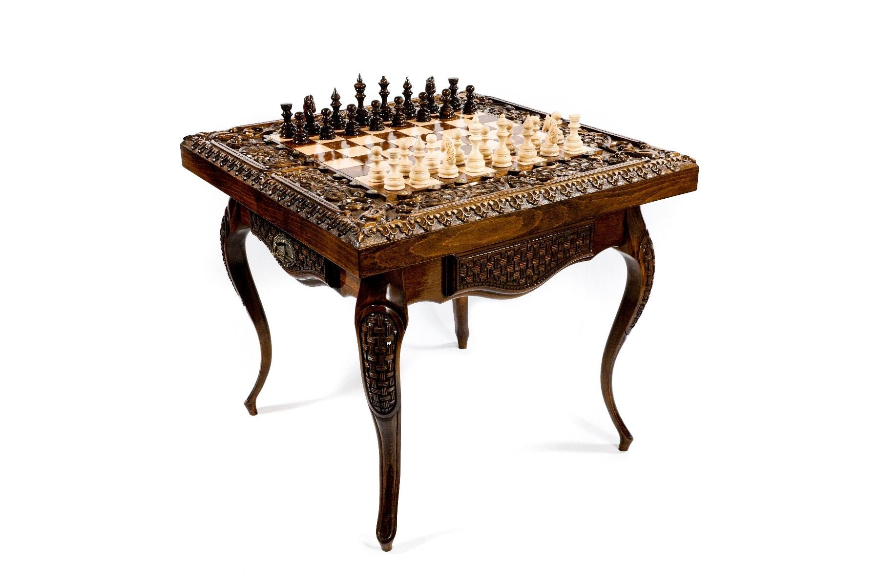 Chess-backgammon Table with copyrighted contour outline - Unumperfectus