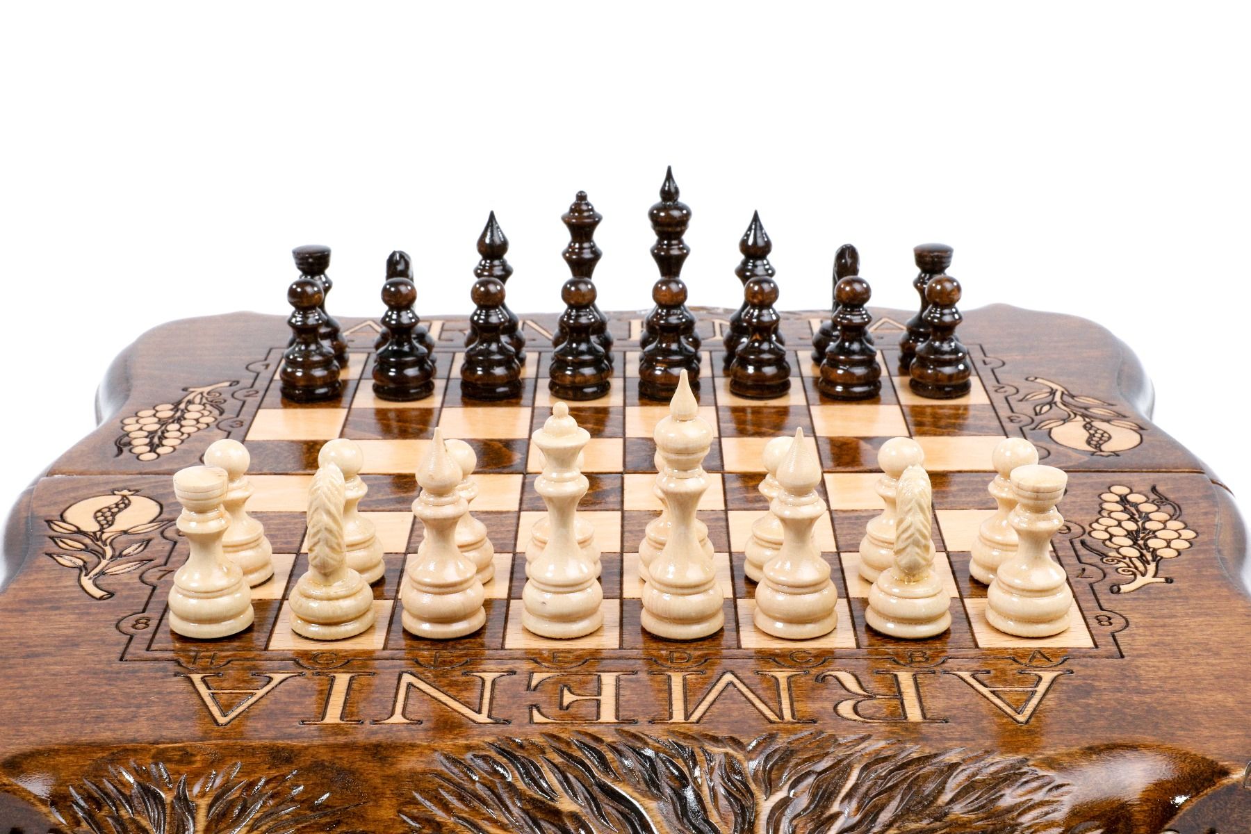 Close-up of the precise wood finish and the copyrighted Mount Ararat contour on this dual-purpose board.