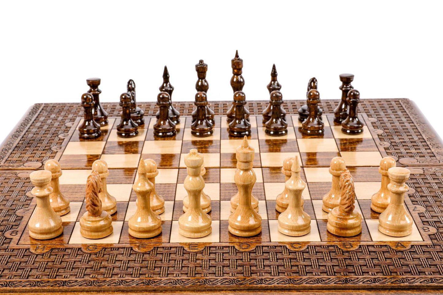 Chess-backgammon with an ornamental braid pattern classic