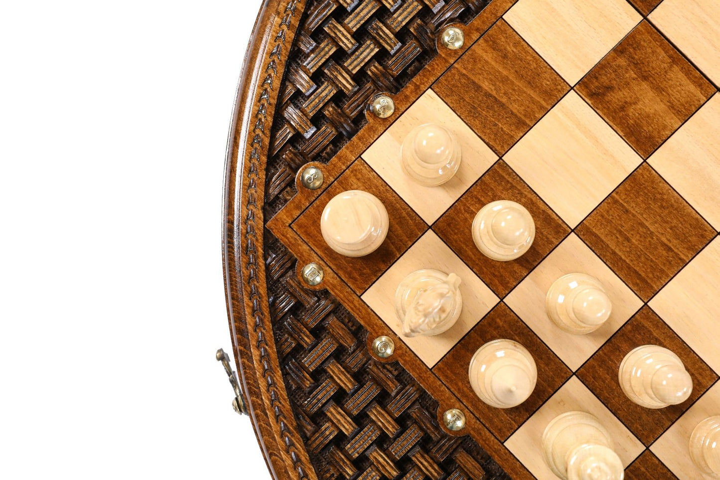 Unique Circular Carved & Handmade Chess Set - Artistic Design