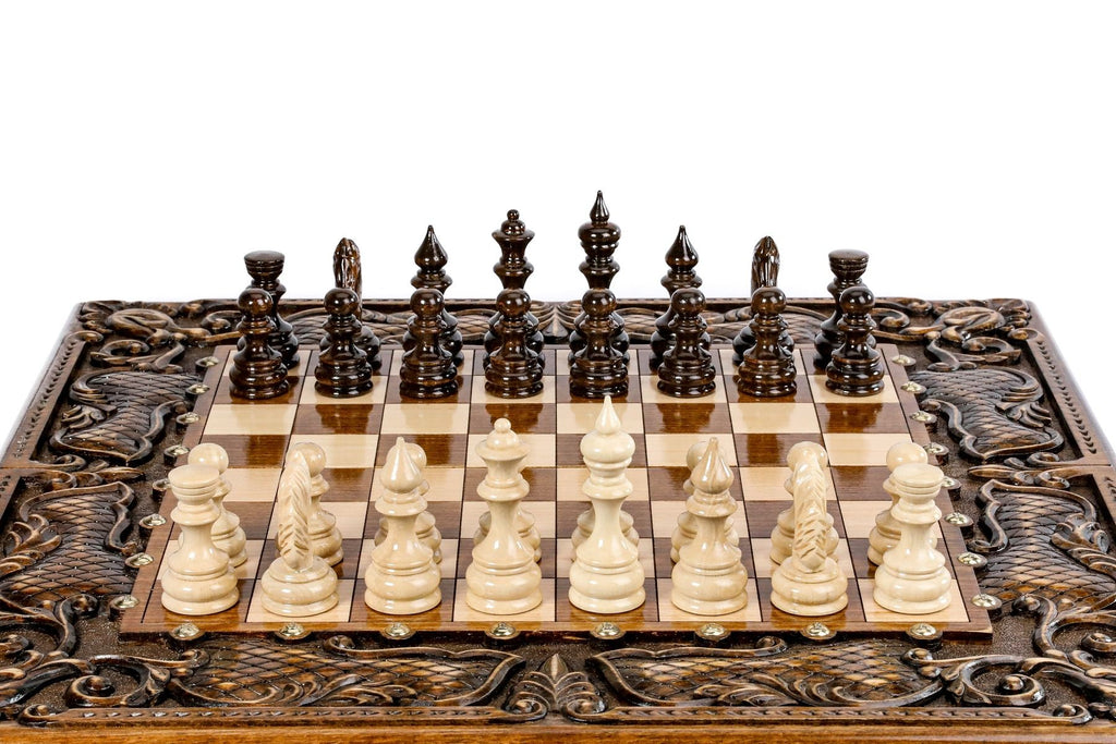 Ornamental bas-relief chess-backgammon classic - Unumperfectus