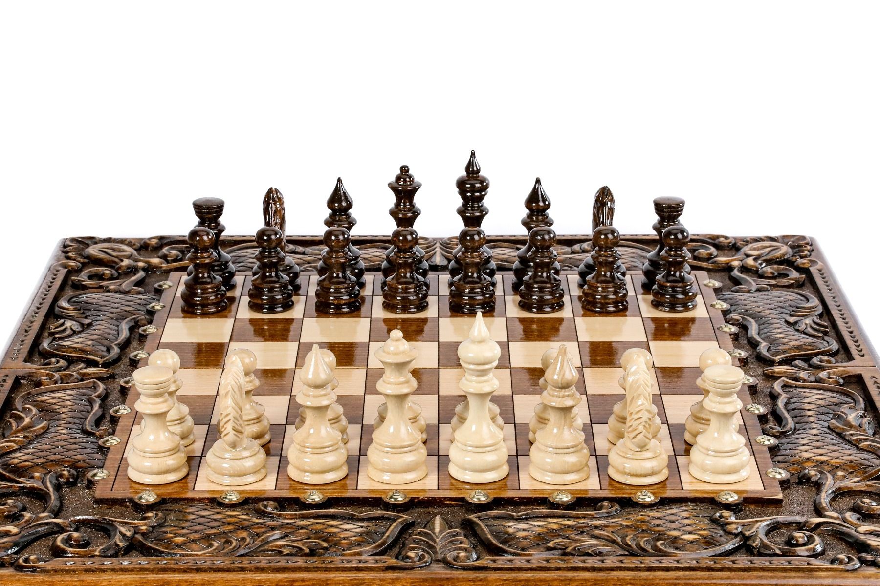 Ornamental bas-relief chess-backgammon classic - Unumperfectus