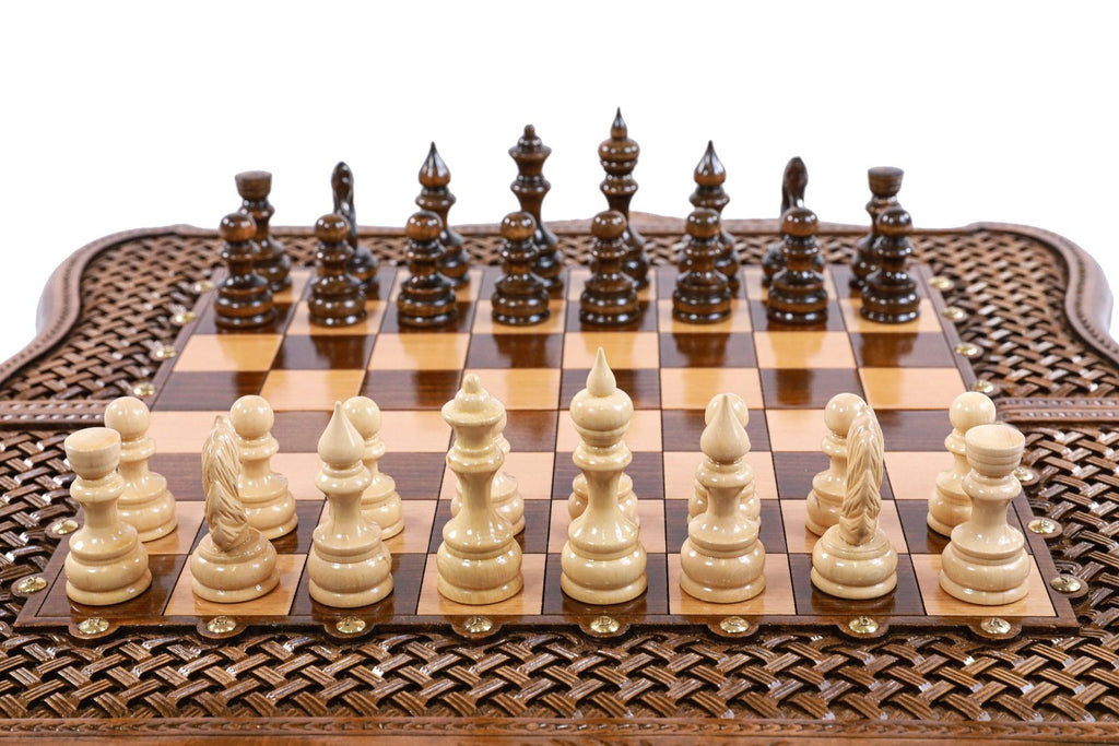 Chess & Backgammon Set - Braid Pattern with Mount Ararat 60 cm | 24.7" - Unumperfectus