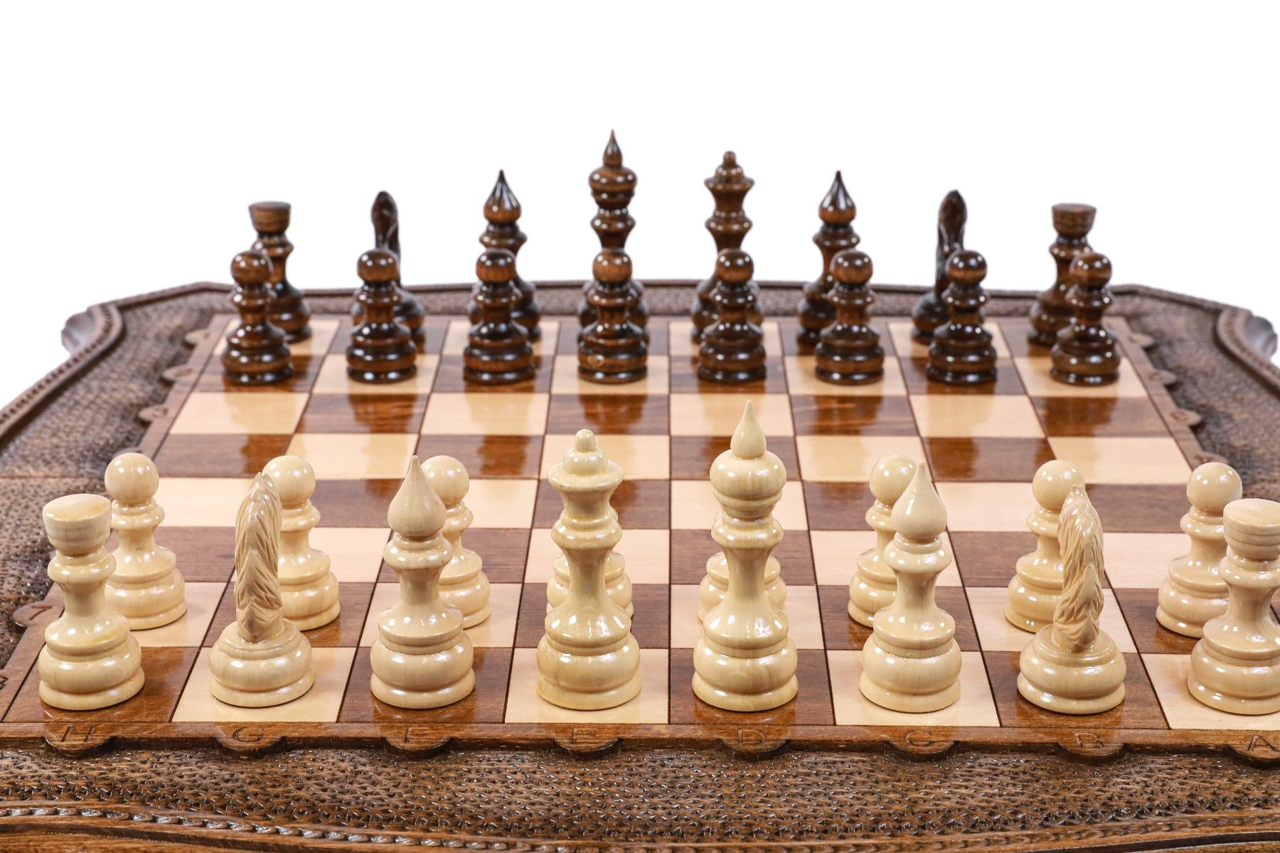 Carved Wooden Chess Set & Backgammon 60 cm / 24.7" - Unumperfectus