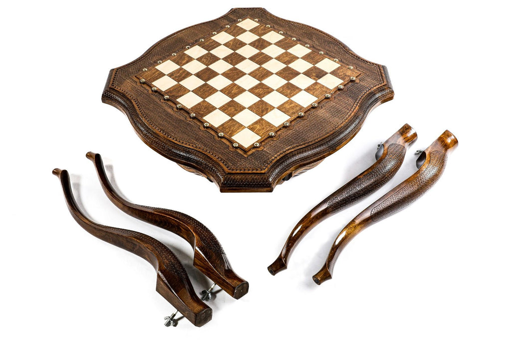 Wooden Carved Table Chess Set With Contour Outline 60 cm | 24.7" - Unumperfectus