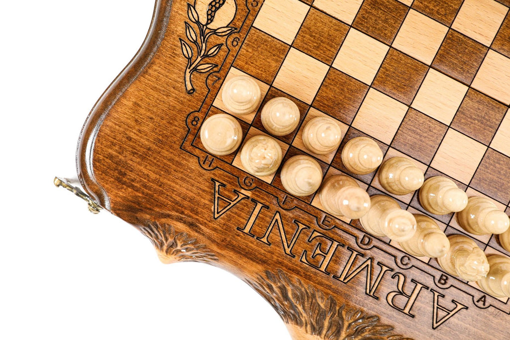Wooden Chess Set & Backgammon With Mount Ararat 30 cm | 11.8" - Unumperfectus