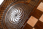 Mercedes Benz backgammon board - corner detail of the board