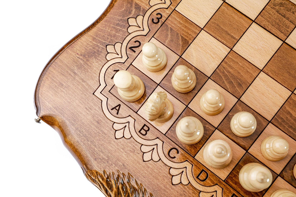 Wooden Chess & Backgammon Set — Braid Pattern 50 cm | 19.7" - Unumperfectus