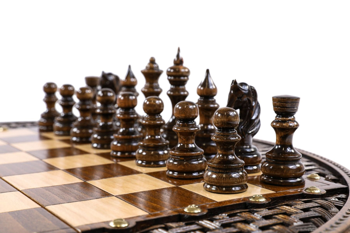Unique Circular Carved & Handmade Chess Set - Artistic Design