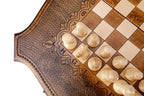 2 in 1 Chess backgammon board - corner detail of the board
