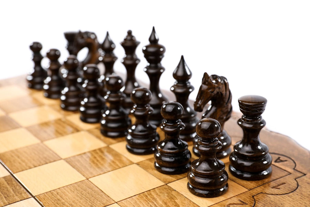 Handmade Chess Set With Mount Ararat Outline 50 cm | 19.7" - Unumperfectus