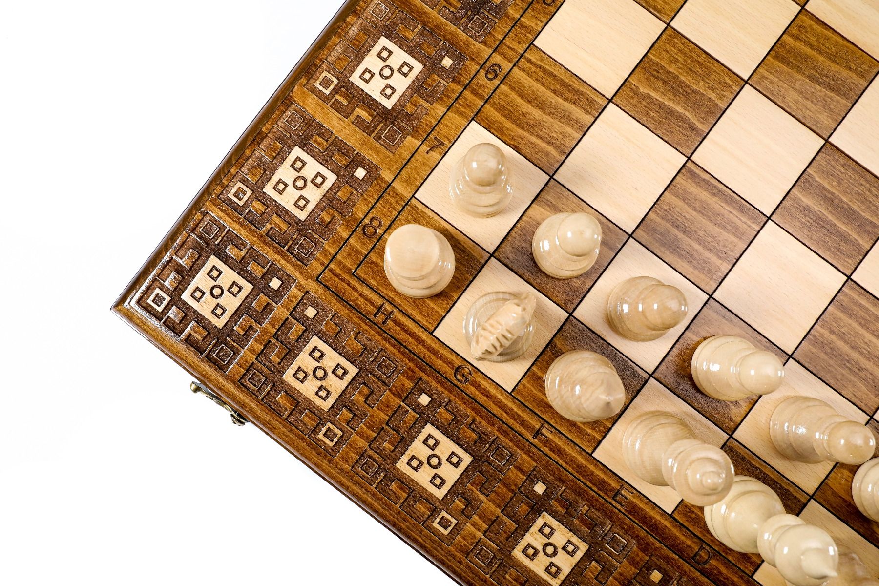 Classic Carpet Wooden Chess & Backgammon Board - Unumperfectus