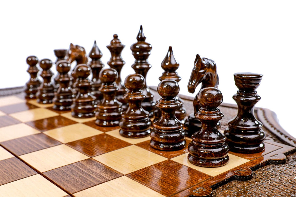 Wooden Carved Chess Set Star-Shaped 60 cm | 24.7" - Unumperfectus