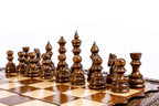 Carved Contour Outline chess set - close-up of the playing squares