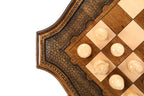 Carved / chess and backgammon set - angled view showing the craftsmanship